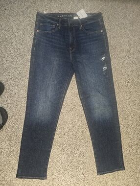 American Eagle Outfitters Men’s Indigo Slim Jeans with Light Distress